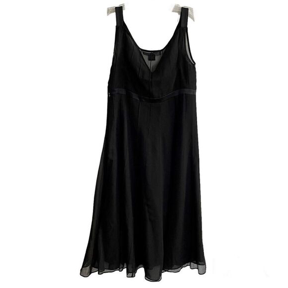 Vintage Anne Klein 100% Silk Sleeveless Dress Sz 4 Black Lined Flare Par… - Picture 2 of 7
